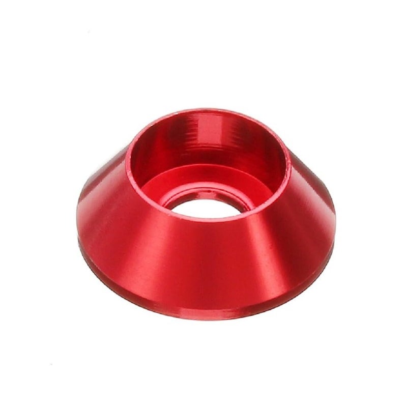 Alextend 50pcs M3 Cone Cup Washers Anodized Aluminum Alloy Screw Gasket Countersunk Washers (Red) - Image 1